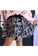Sweet Wink- Flocked Bats Halloween Bow Tiered Tutu