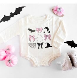 Sweet Wink- Spooky Coquette L/S White Romper