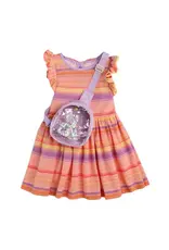 Bonnie  Jean Bonnie Jean- Peach Striped Knit A-Line Dress w/ Bag