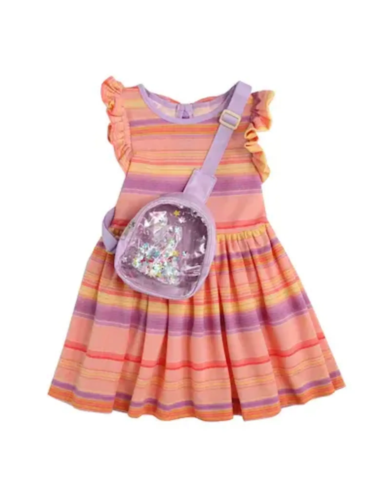 Bonnie  Jean Bonnie Jean- Peach Striped Knit A-Line Dress w/ Bag