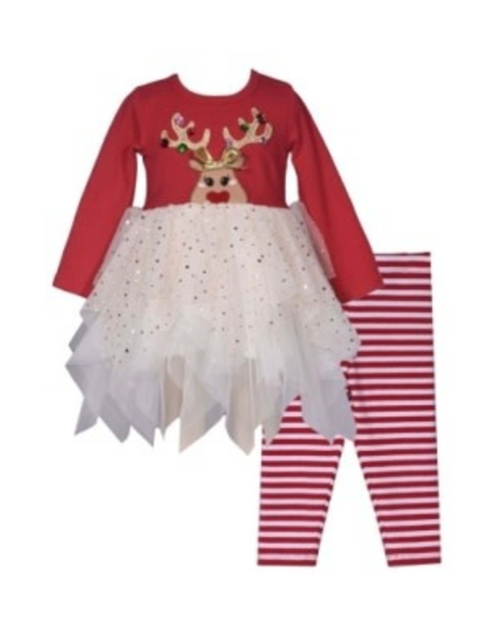 Bonnie  Jean Bonnie Jean- Reindeer Tutu Legging Set