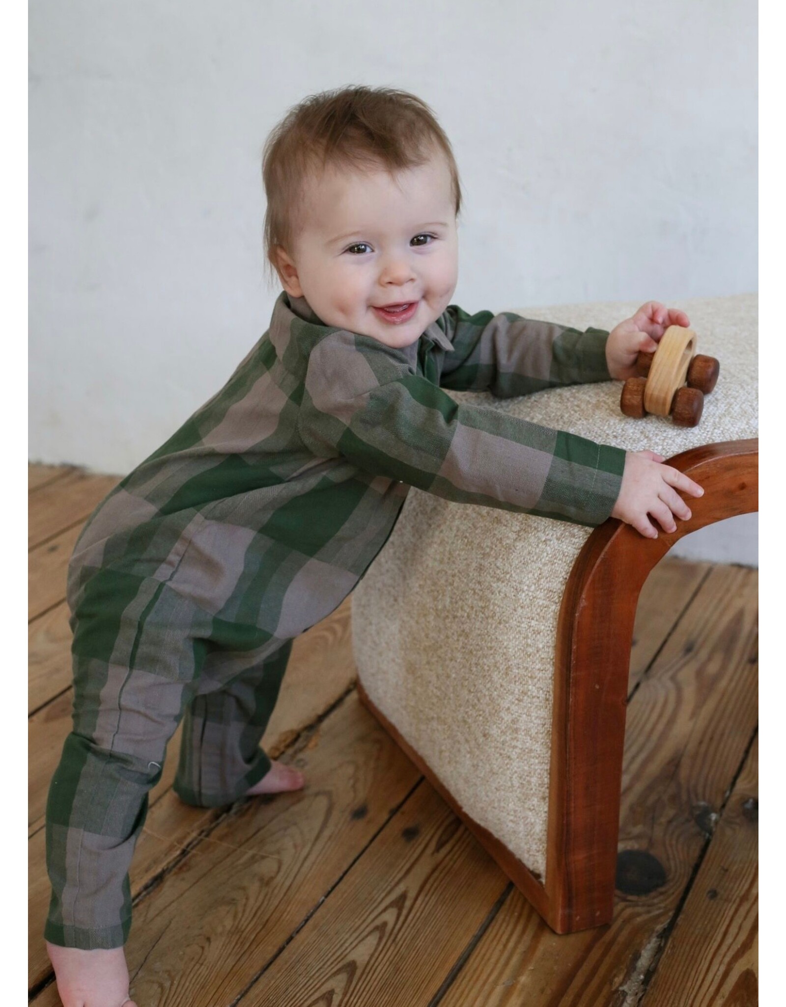 Be Girl Clothing Be Girl- Pine Flannel Collared One Piece