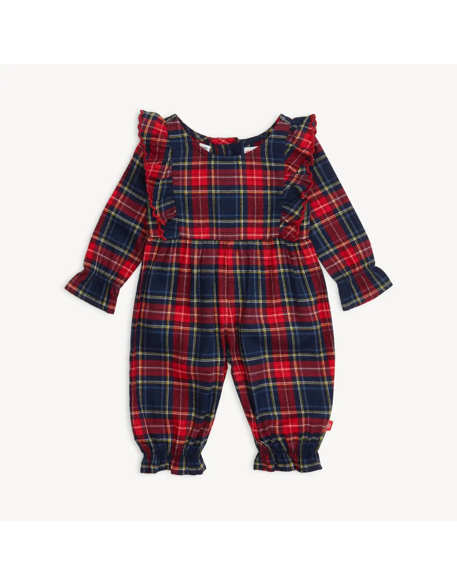 Magnetic Me Magnetic Me- Holiday Plaid Flannel Magnetic Ruffle Romper