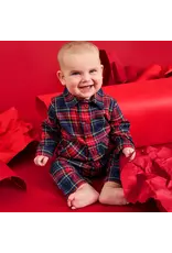 Magnetic Me Magnetic Me- Holiday Plaid Flannel Patch Pocket Magnetic Romper