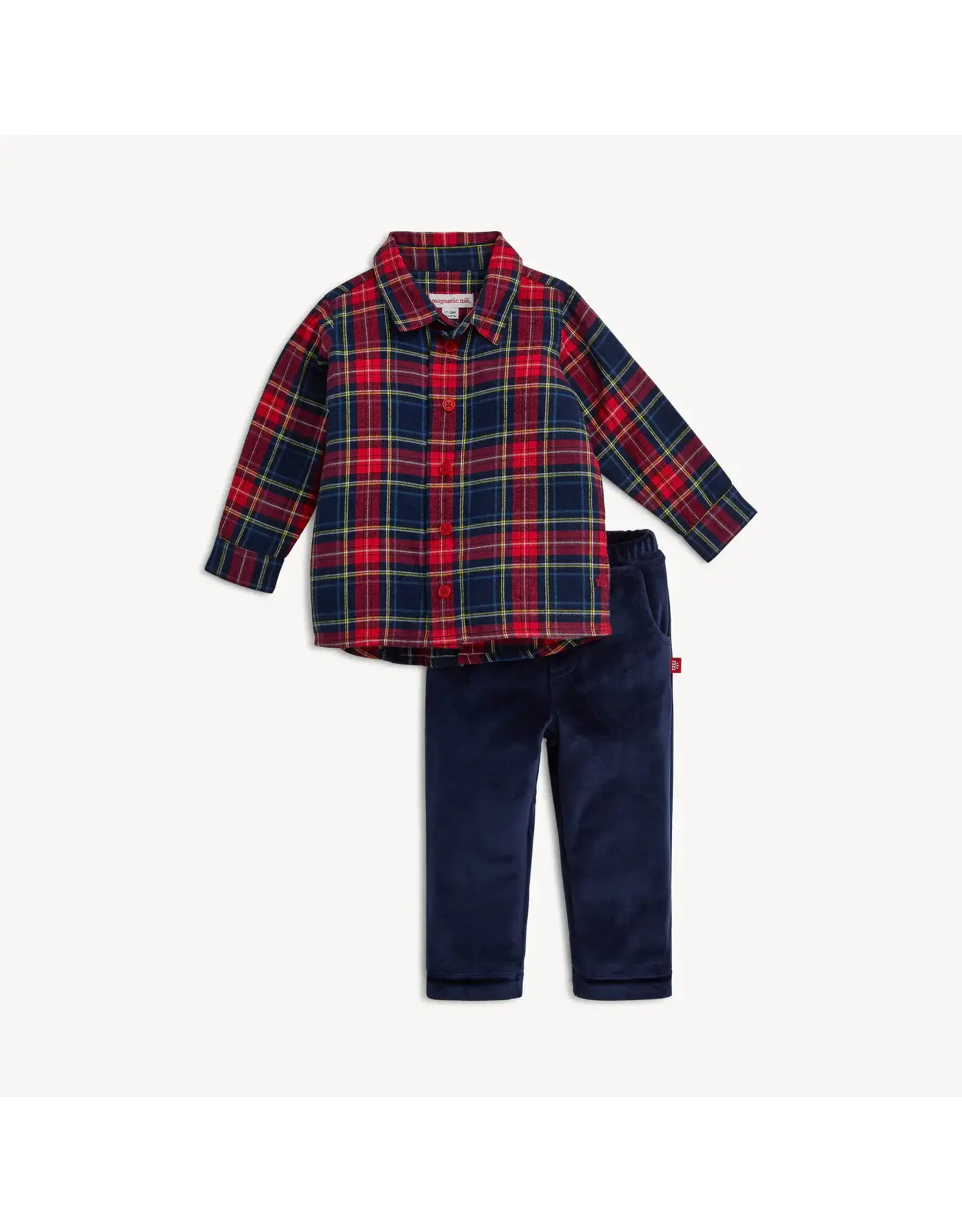 Magnetic Me Magnetic Me- Holiday Plaid Flannel Henley Top & Pant