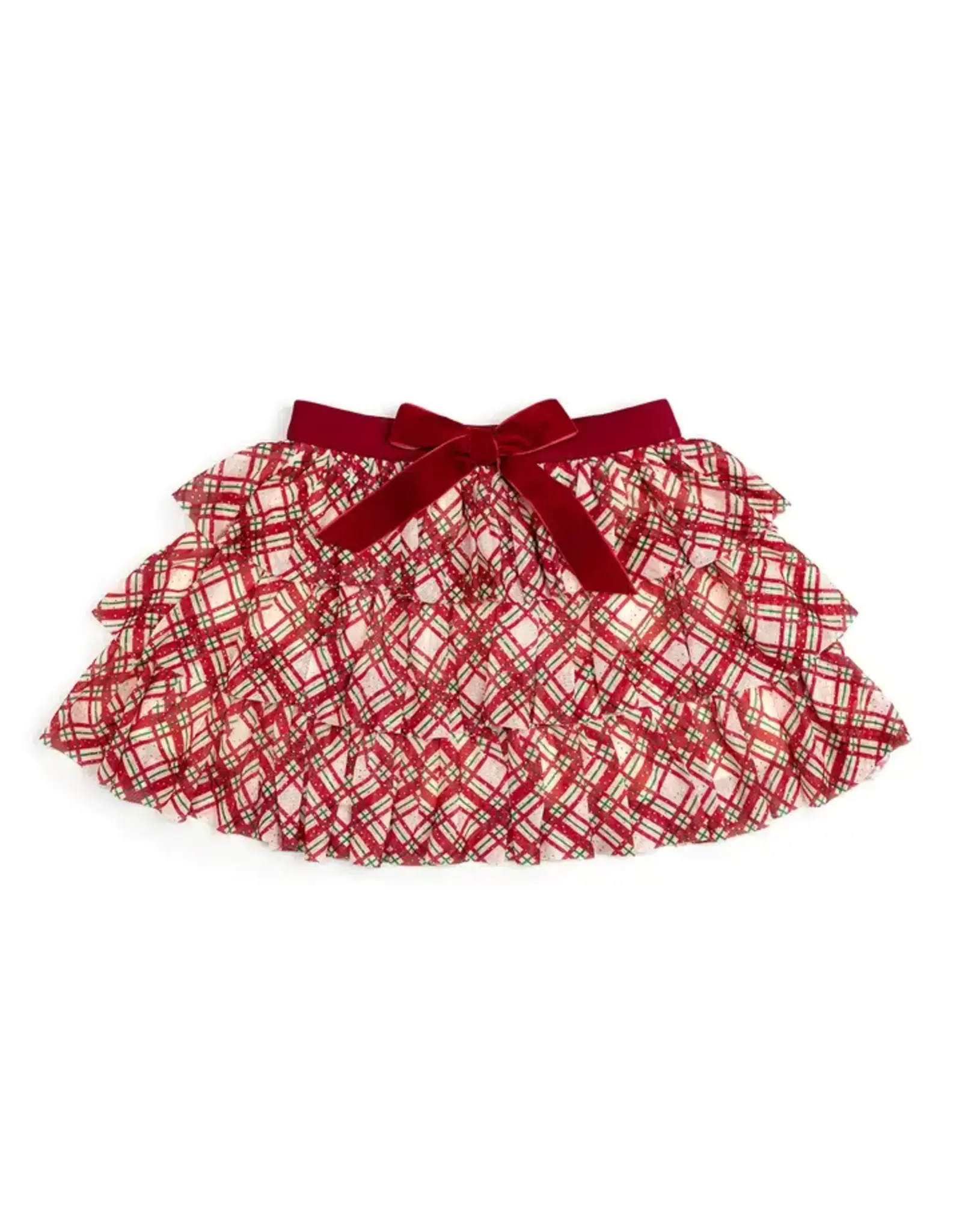 Sweet Wink- Christmas Plaid Bow Tiered Tutu
