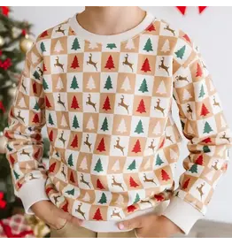 Sweet Wink- Cabin Christmas Sweatshirt: Natural