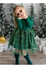 Sweet Wink- Emerald Shimmer Christmas L/S Tutu Dress