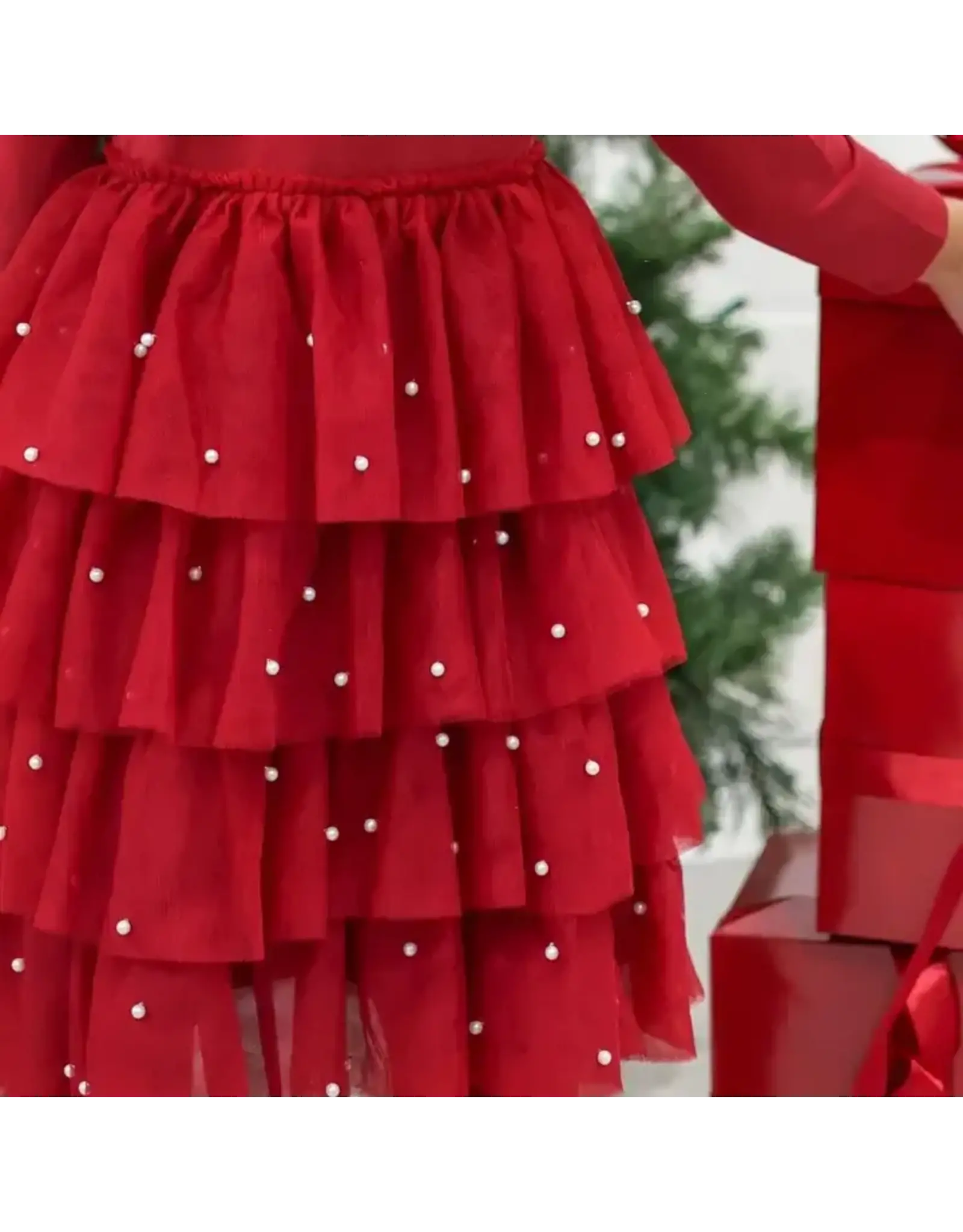 Sweet Wink Sweet Wink- Christmas Pearl L/S Tutu Dress