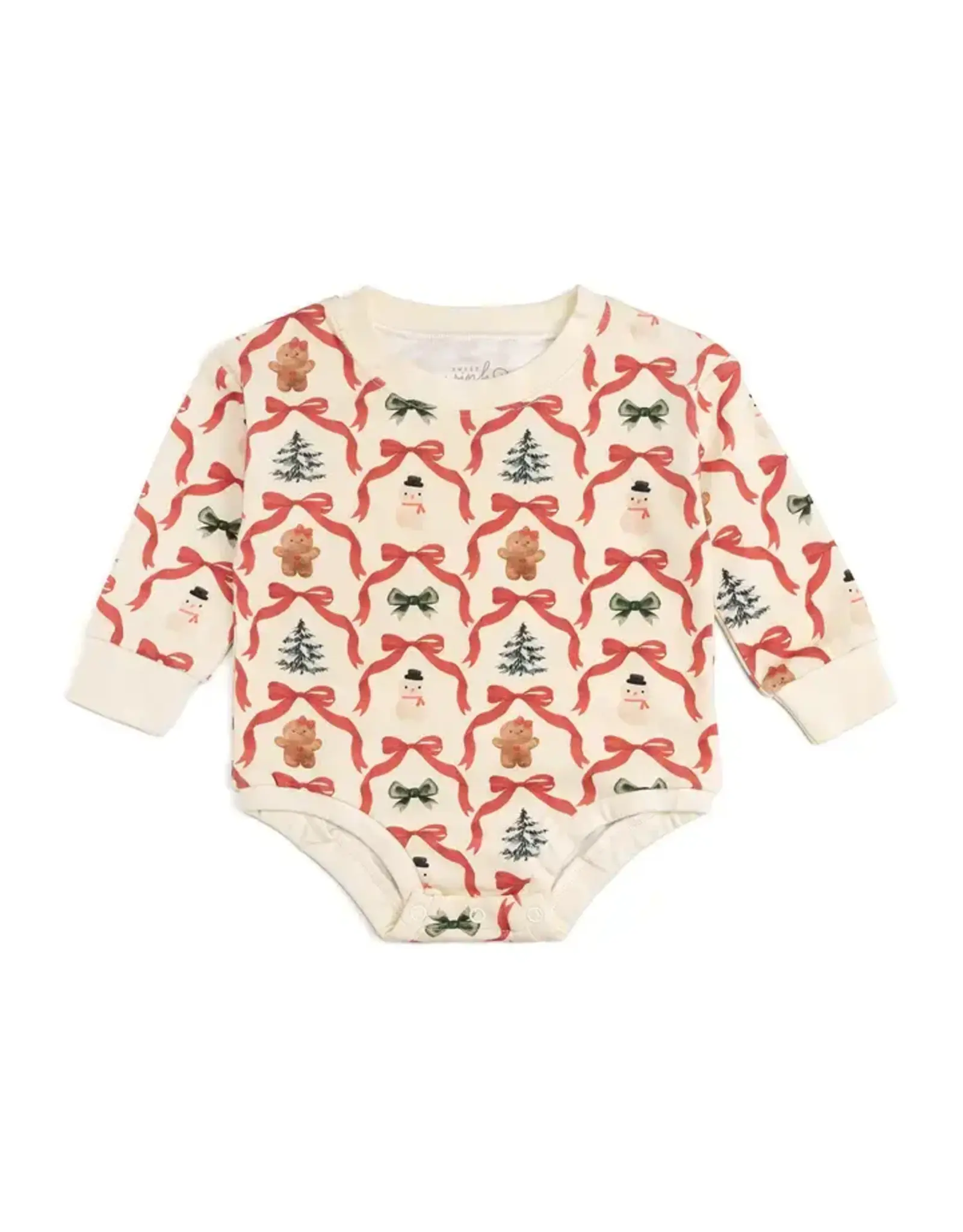 Sweet Wink- Christmas Cutie L/S Romper: Natural