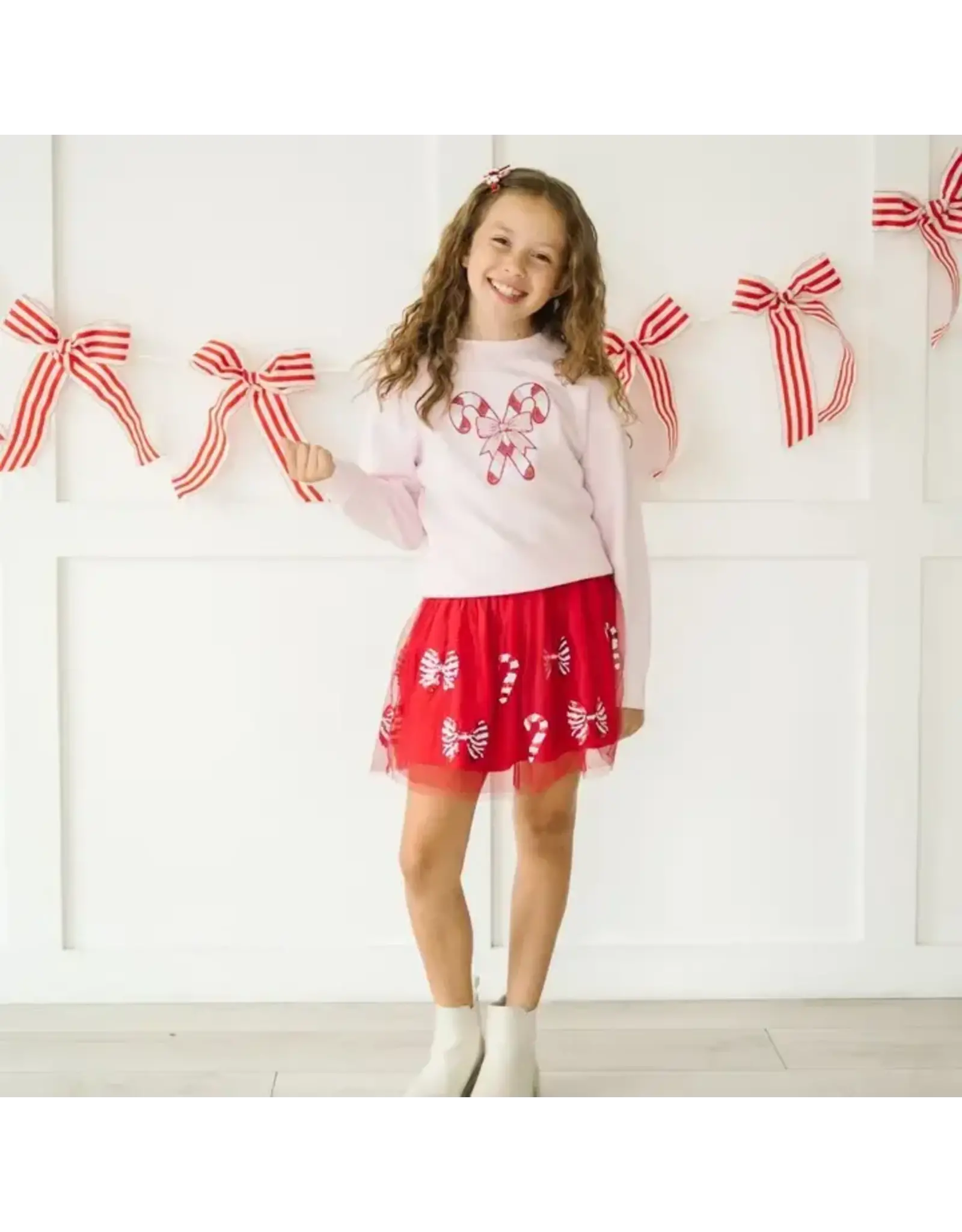 Sweet Wink- Candy Cane Patch Christmas Sweatshirt: Ballet