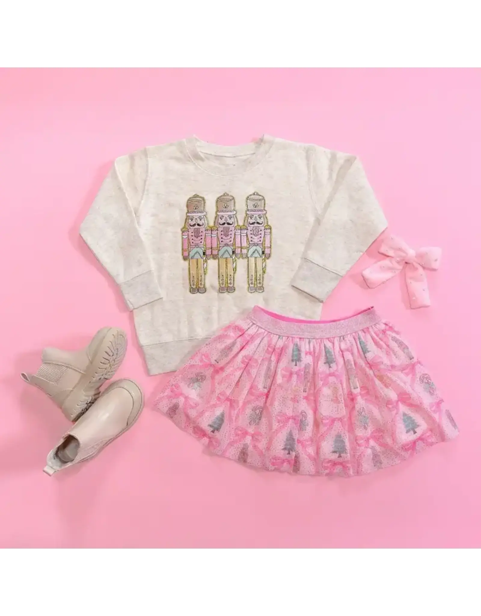 Sweet Wink- Pastel Nutcracker Patch Christmas Sweatshirt