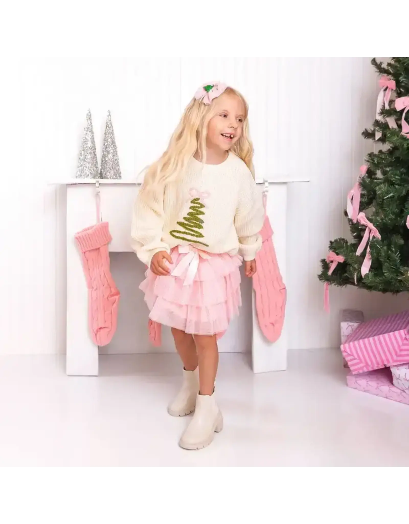 Sweet Wink-  Coquette Christmas Tree Knit Sweater