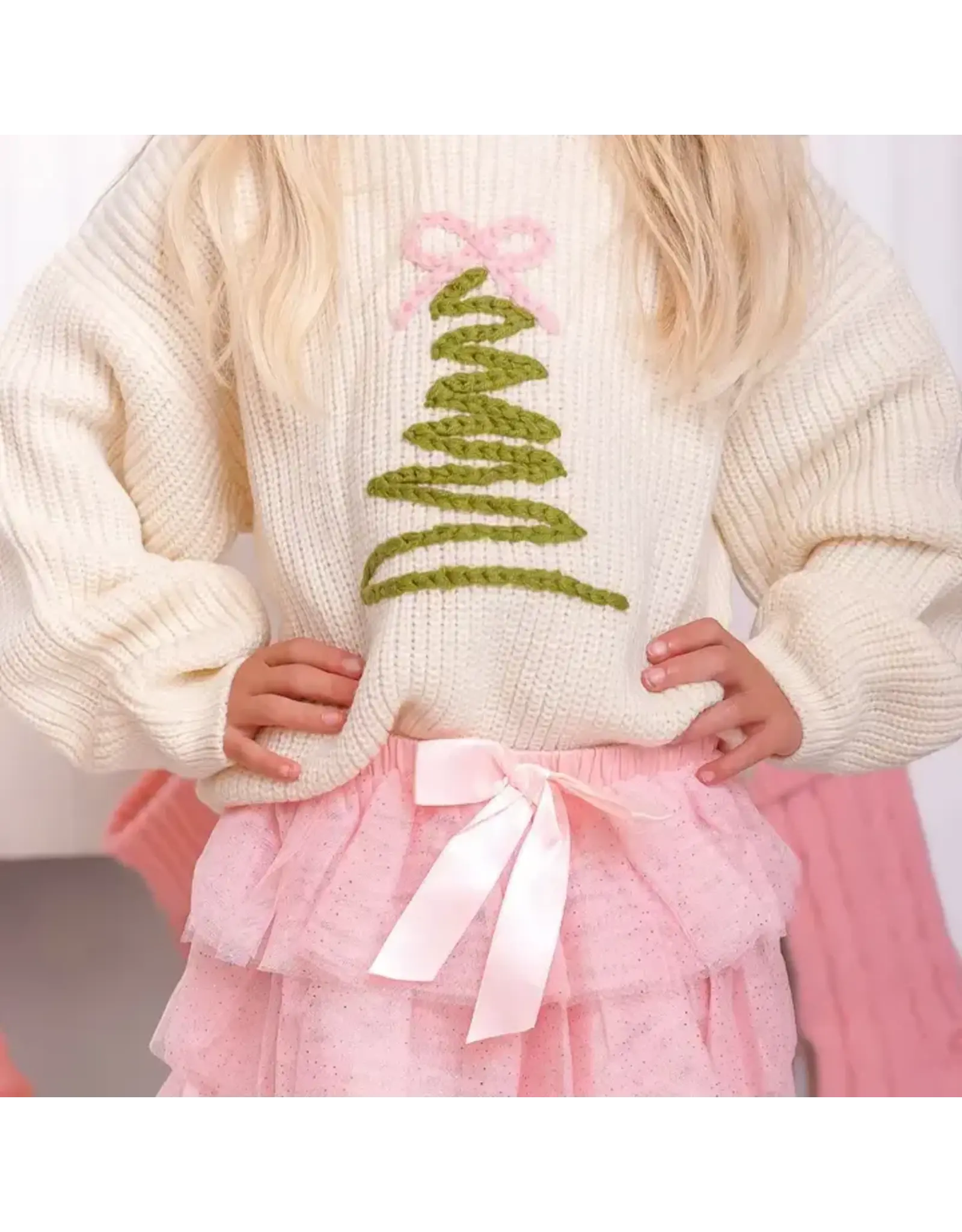 Sweet Wink-  Coquette Christmas Tree Knit Sweater