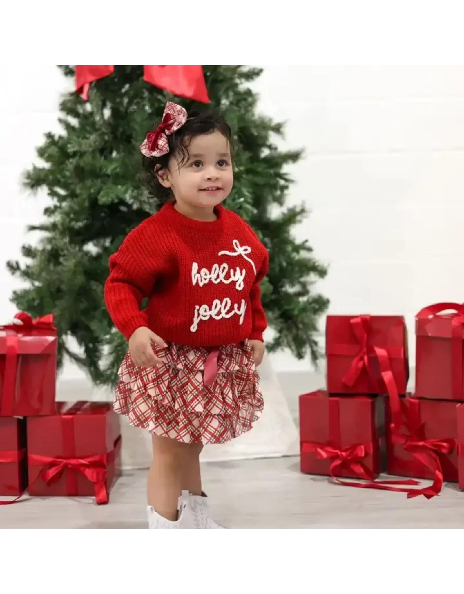 Sweet Wink-  Holly Jolly Bow Christmas Knit Sweater