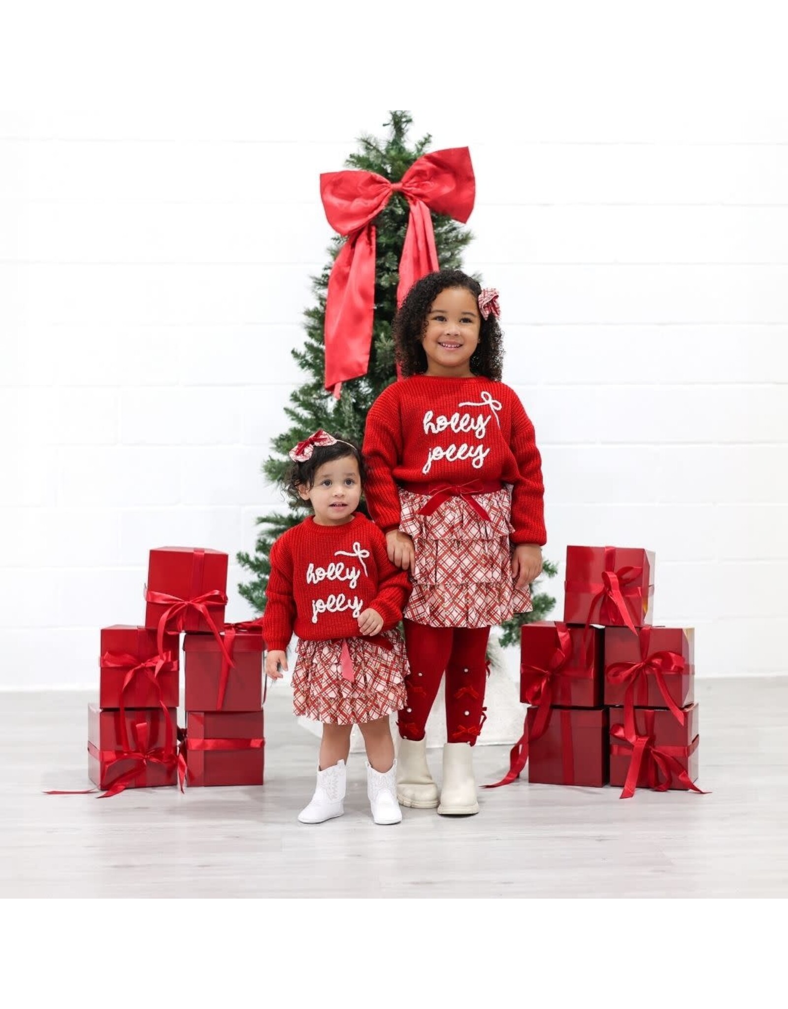 Sweet Wink-  Holly Jolly Bow Christmas Knit Sweater