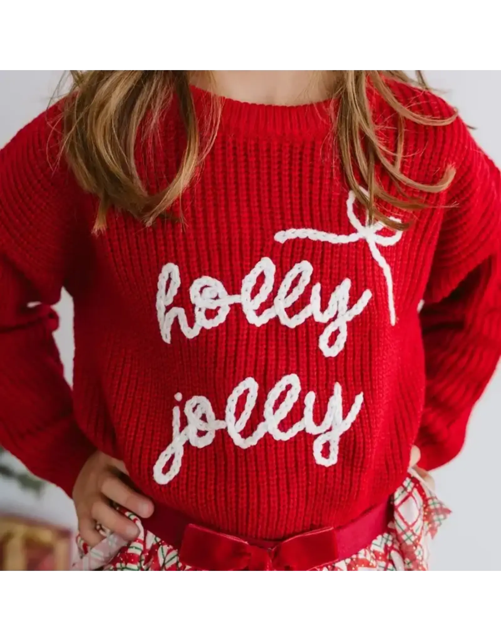 Sweet Wink-  Holly Jolly Bow Christmas Knit Sweater