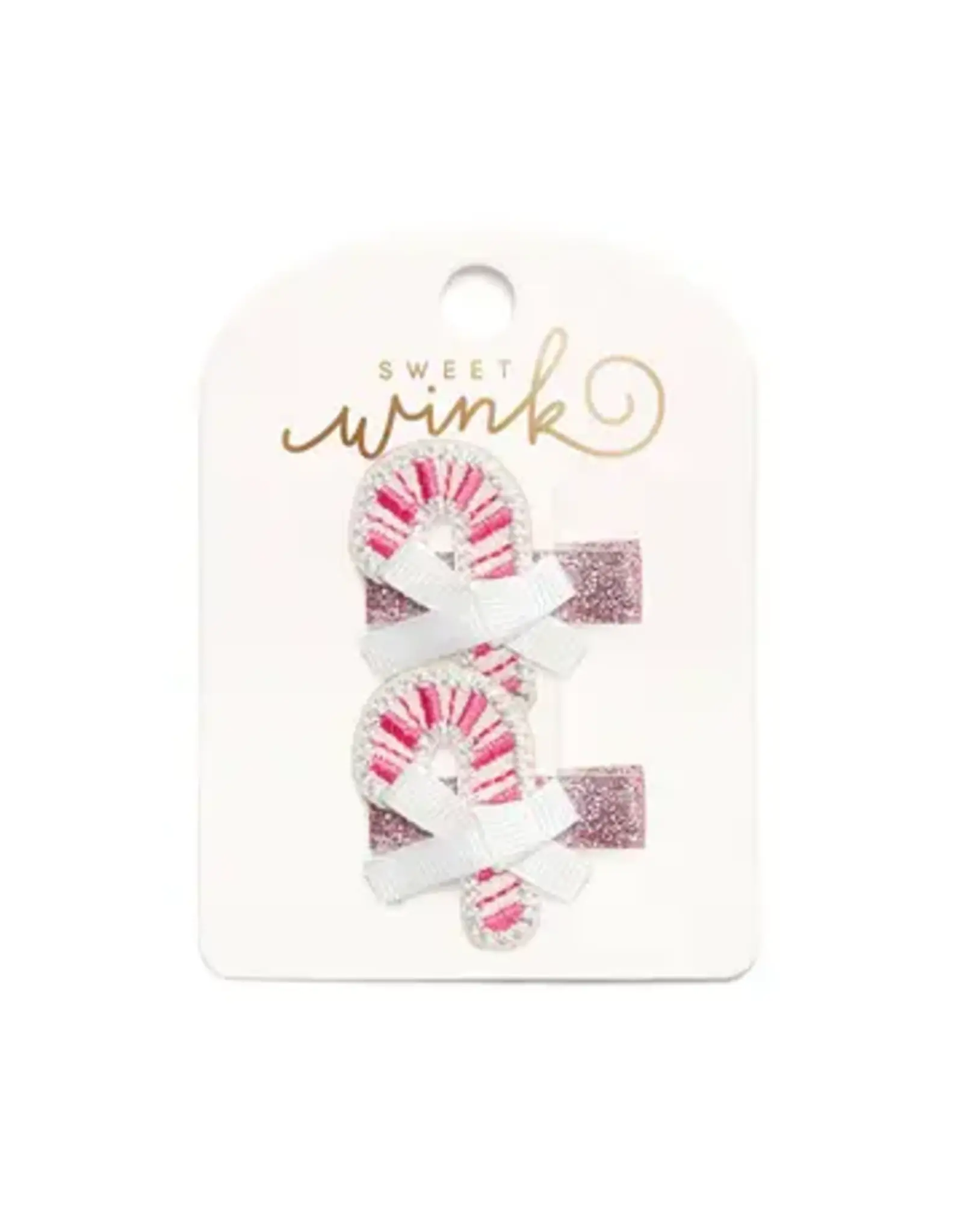 Sweet Wink- Pink Candy Cane Christmas Clip Set