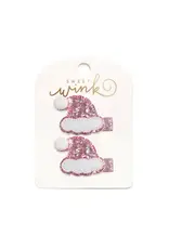 Sweet Wink- Pink Santa Hat Christmas Clip Set