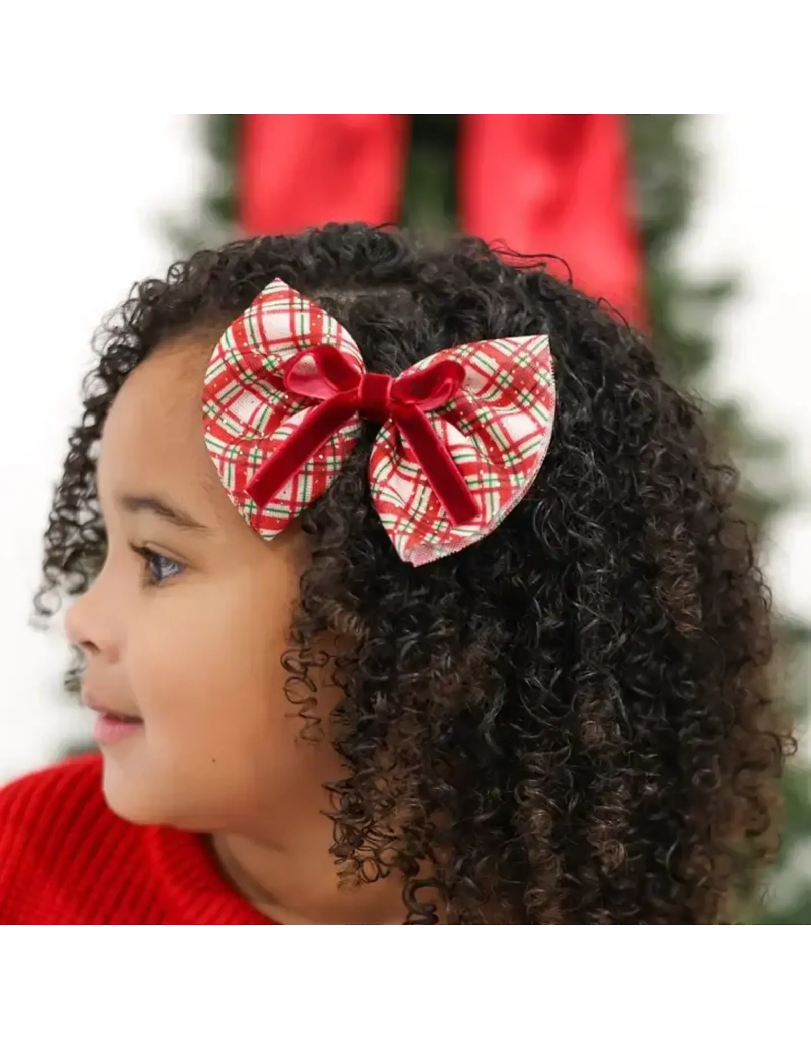 Sweet Wink- Christmas Plaid Layered Bow Clip