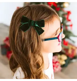 Sweet Wink- Emerald Green Velvet Christmas Bow Clip