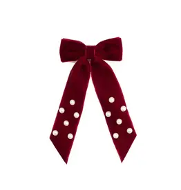 Sweet Wink- Ruby Red Velvet Coquette Bow Clip