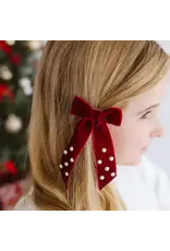 Sweet Wink- Ruby Red Velvet Coquette Bow Clip