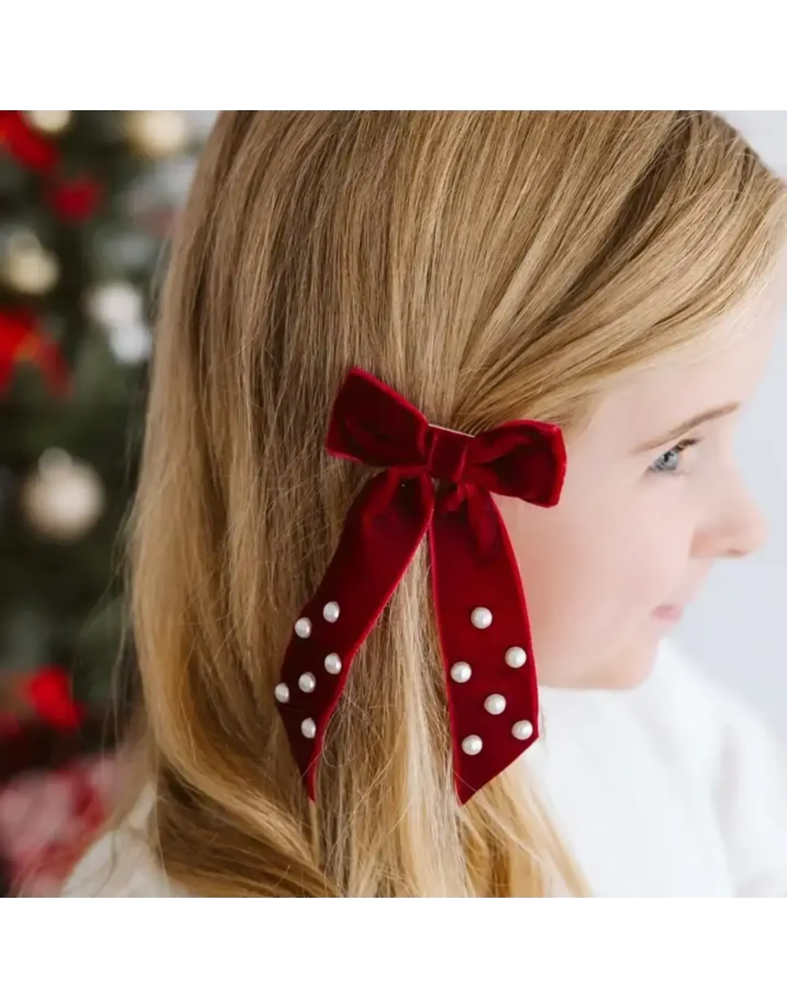 Sweet Wink- Ruby Red Velvet Coquette Bow Clip