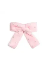 Sweet Wink- Pink Velvet Pearl Bow Clip