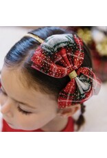 Sweet Wink- Christmas Plaid Tulle Bow Headband