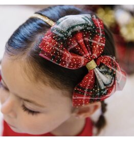 Sweet Wink- Christmas Plaid Tulle Bow Headband