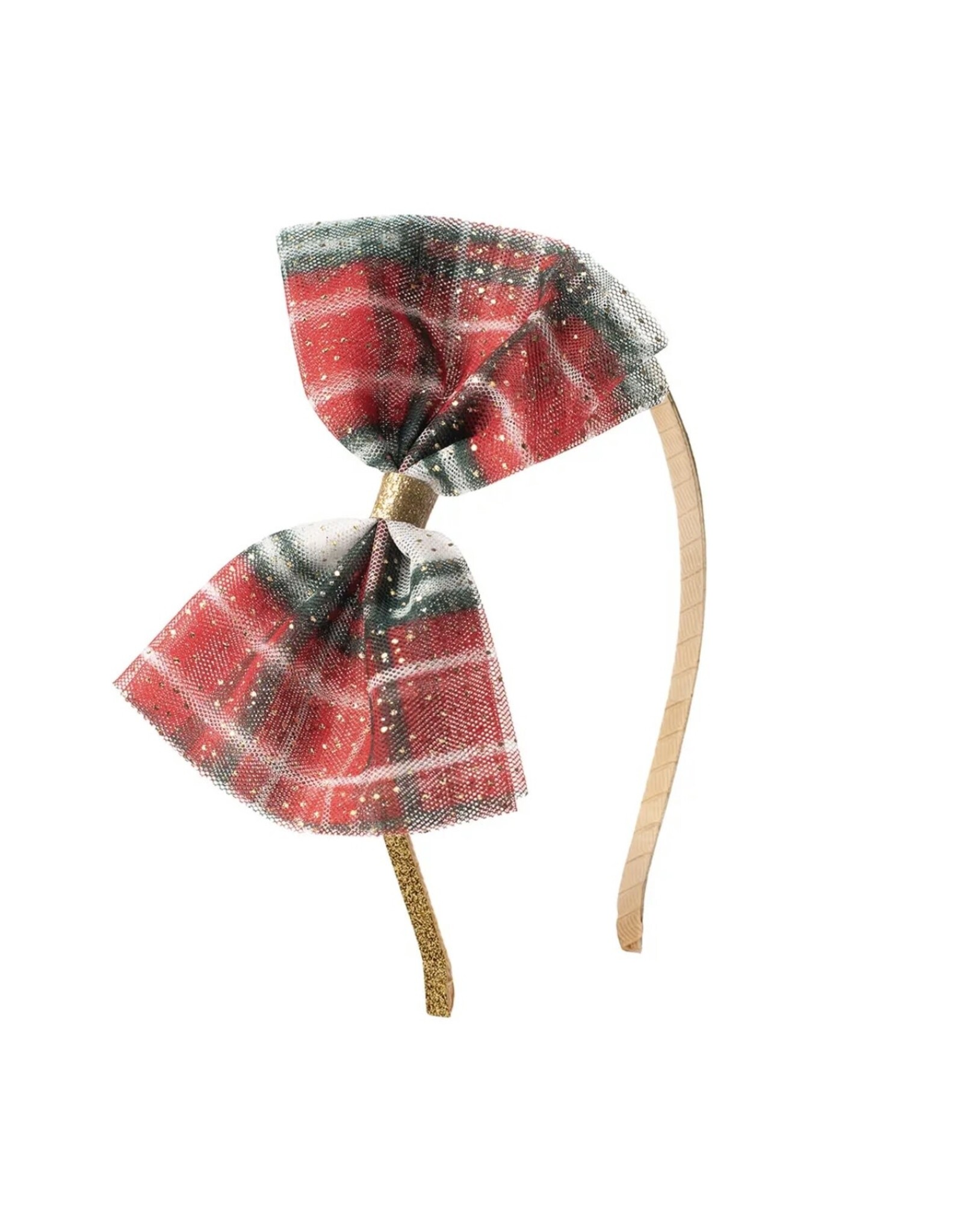 Sweet Wink- Christmas Plaid Tulle Bow Headband