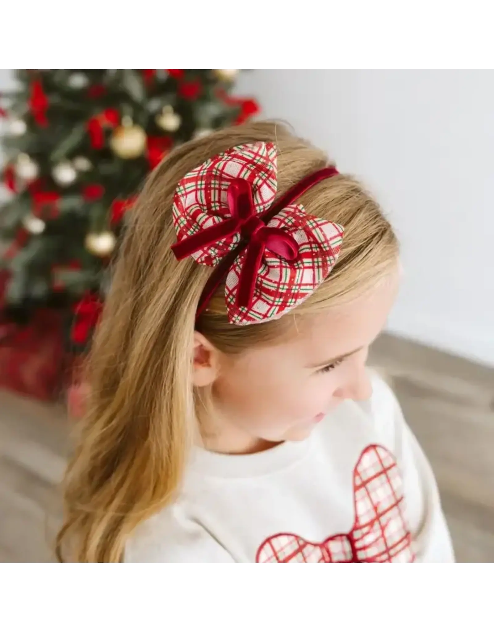 Sweet Wink- Christmas Plaid Layered Bow Headband