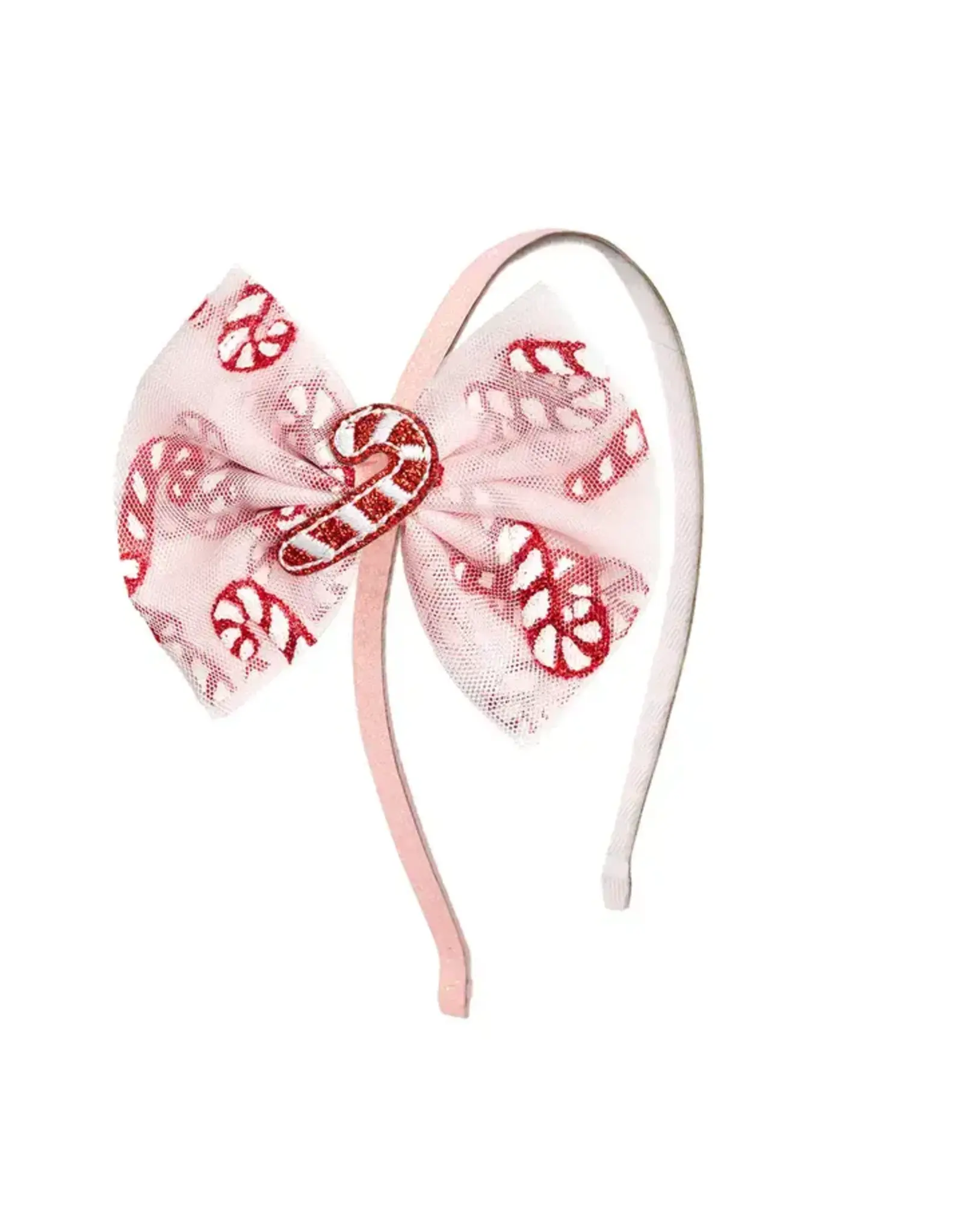 Sweet Wink- Candy Cane Confetti Christmas Tulle Bow Headband