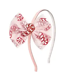 Sweet Wink- Candy Cane Confetti Christmas Tulle Bow Headband