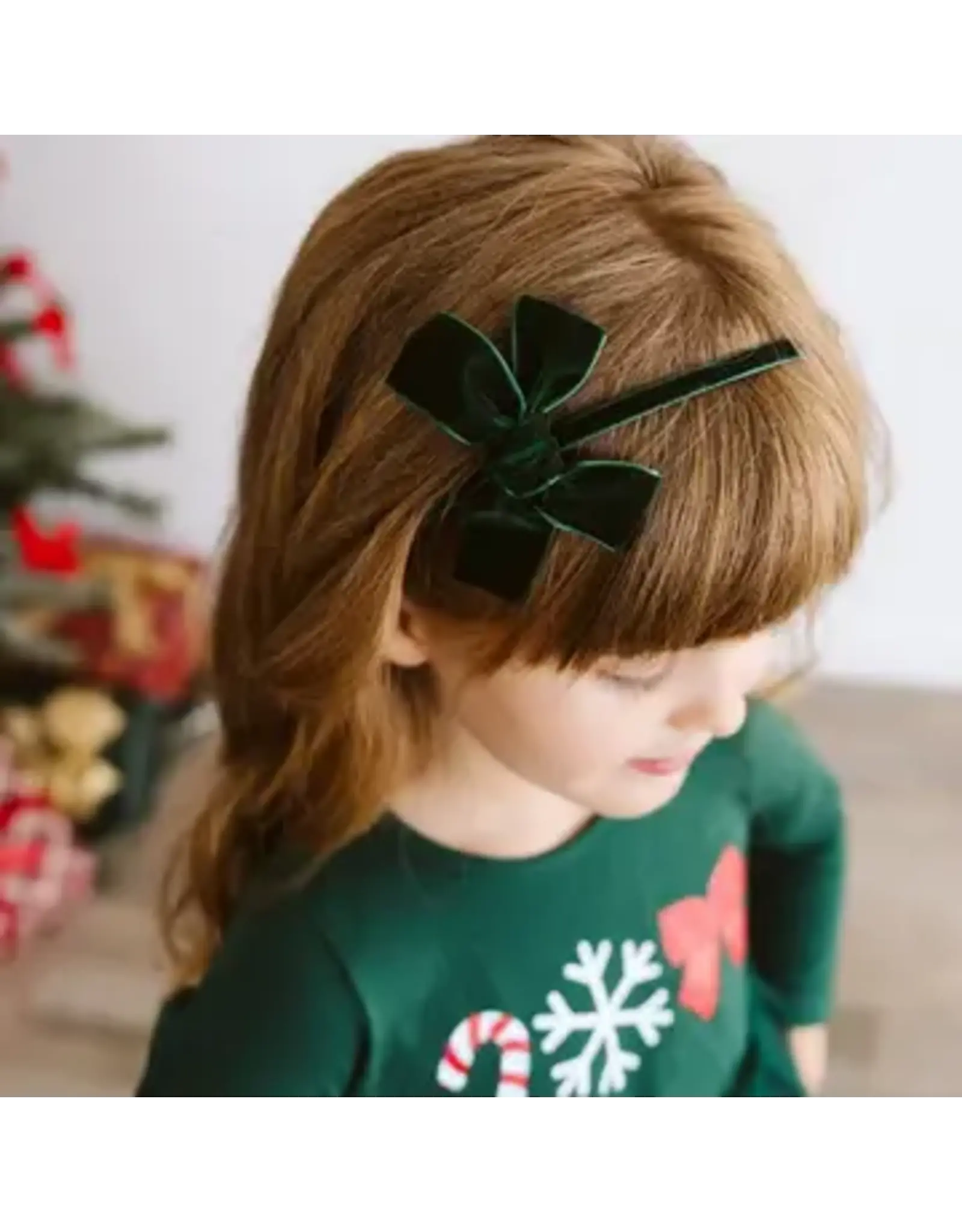 Sweet Wink- Emerald Green Velvet Bow Christmas Headband