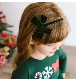 Sweet Wink- Emerald Green Velvet Bow Christmas Headband