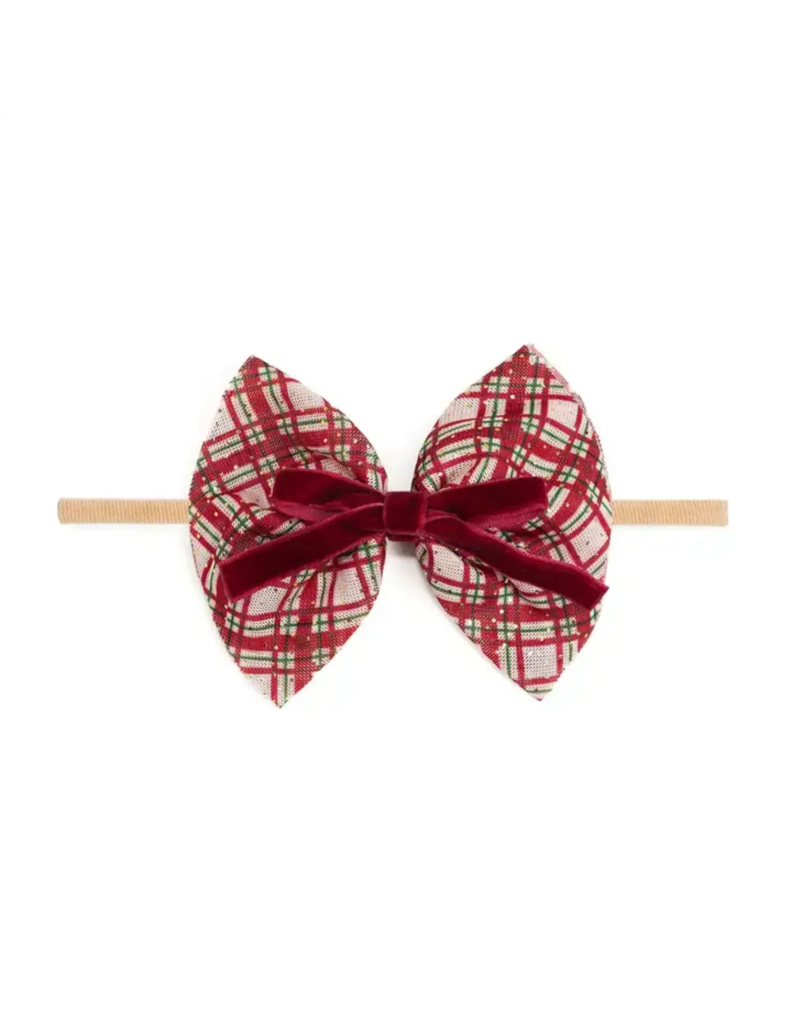Sweet Wink- Christmas Plaid Layered Bow Soft Headband
