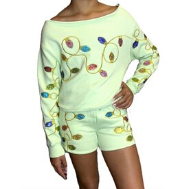 Paper Flowers- Sequins Christmas Lights Sweatshirt