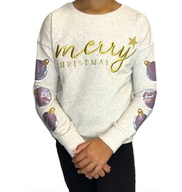 Paper Flowers- Merry Christmas Sequins Ornament Sweatshirt