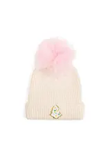 Sweet Wink - Pastel Christmas Tree Patch Pom Pom Beanie