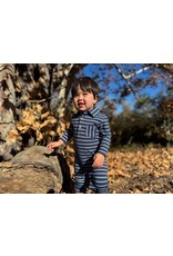 Me & Henry Me & Henry- Kingston Navy Double Stripe Polo Romper