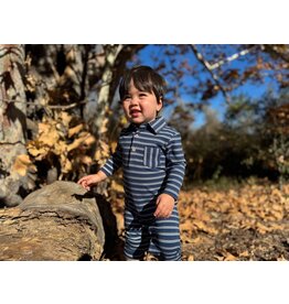 Me & Henry Me & Henry- Kingston Navy Double Stripe Polo Romper