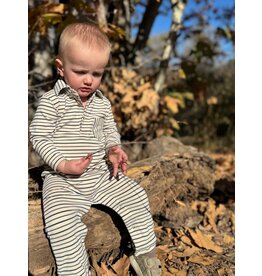 Me & Henry Me & Henry- Kingston Cream & Navy Stripe Polo Romper