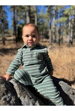 Me & Henry Me & Henry- Kingston Green Double Stripe Polo Romper