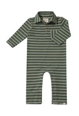 Me & Henry Me & Henry- Kingston Green Double Stripe Polo Romper