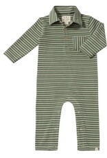 Me & Henry Me & Henry- Kingston Forest/Cream Stripe Polo Romper