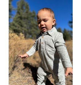 Me & Henry Me & Henry- Kingston Heathered Green Polo Romper