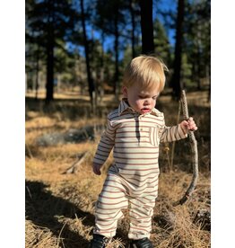 Me & Henry Me & Henry- Kingston Cream/Orange Stripe Polo Romper