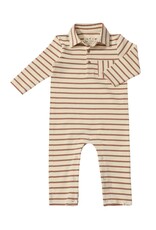 Me & Henry Me & Henry- Kingston Cream/Orange Stripe Polo Romper